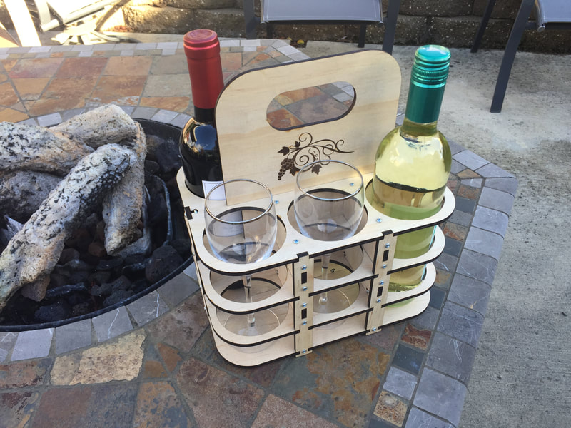 Custom wine  bottle and glass tote